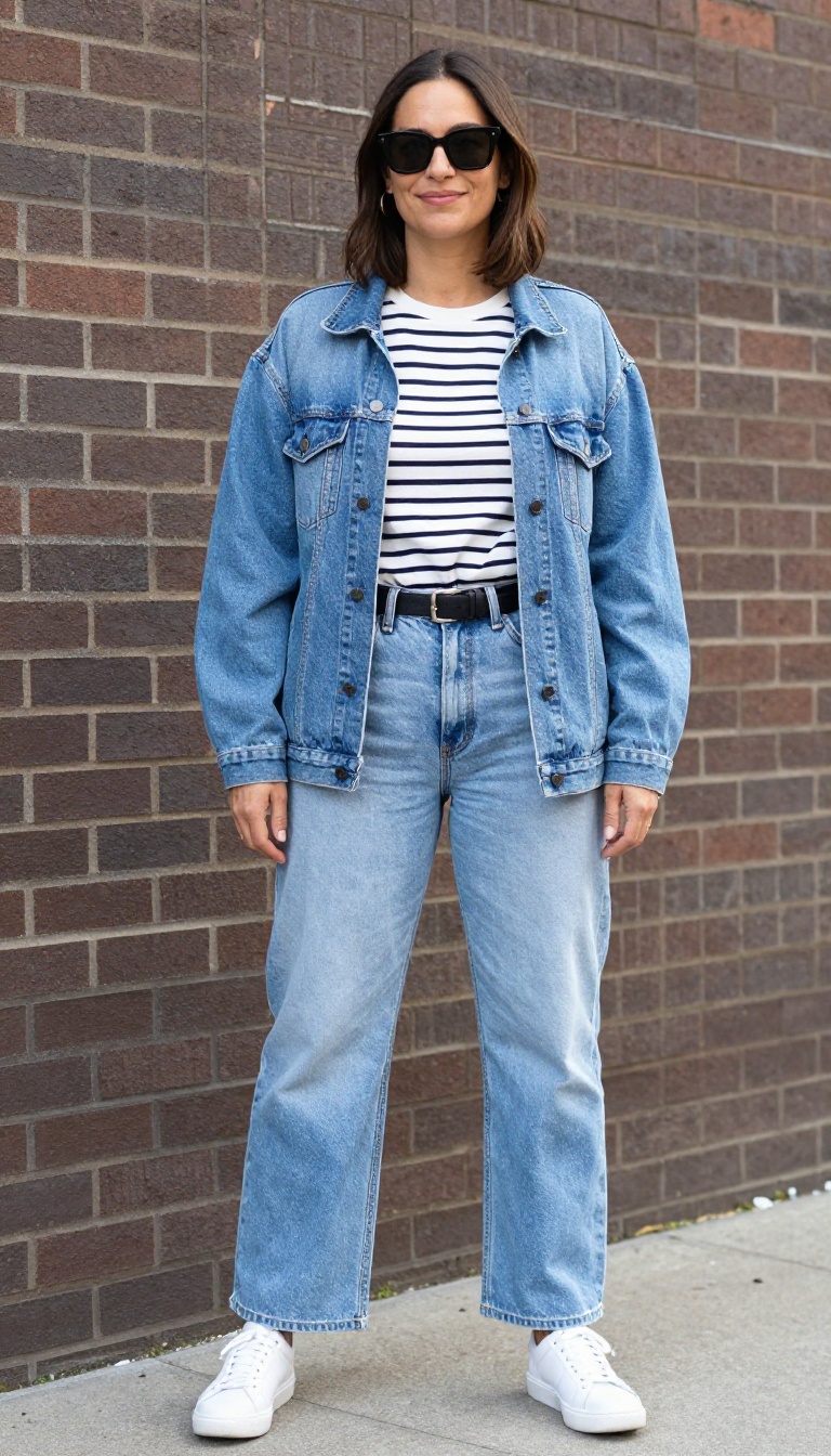 5. Denim-on-Denim with a Belt Bag