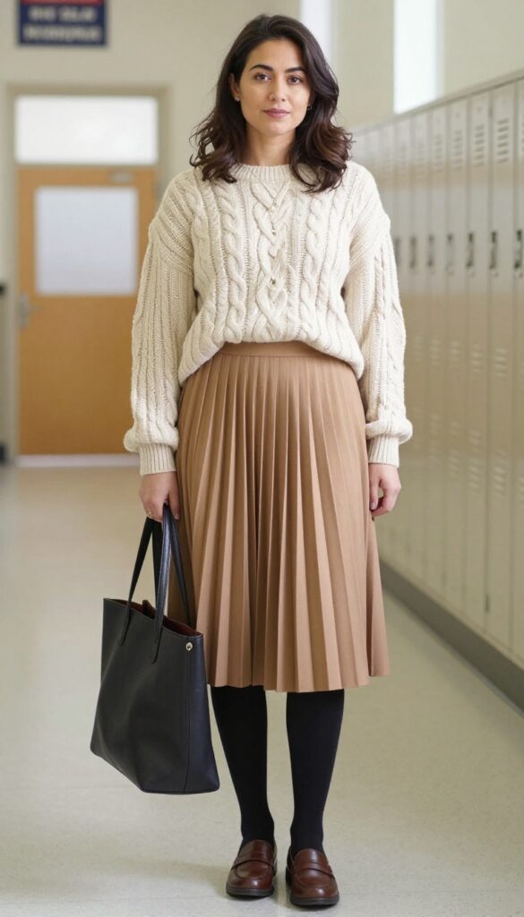 7. The Sweater and Pleated Skirt