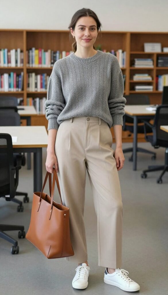 3. The Cozy Knit and Wide-Leg Pants Pairing