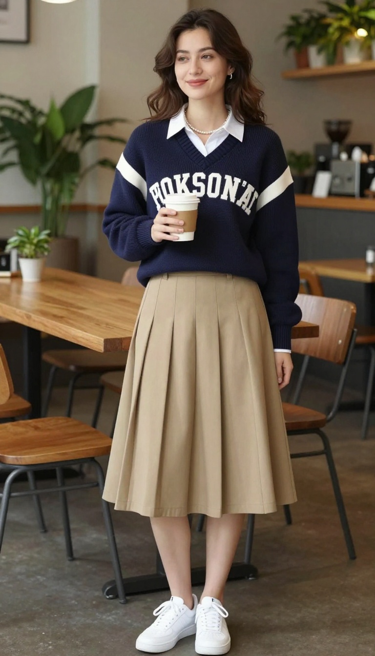 3. Preppy Collegiate With a Varsity Sweater