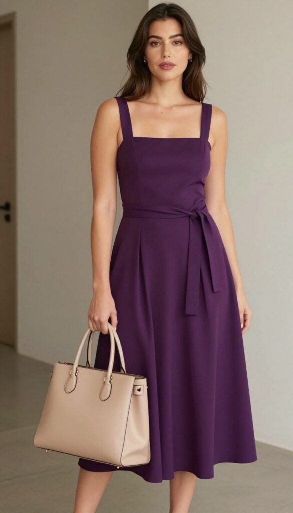 14. Midi Dress with a Belt in Iris