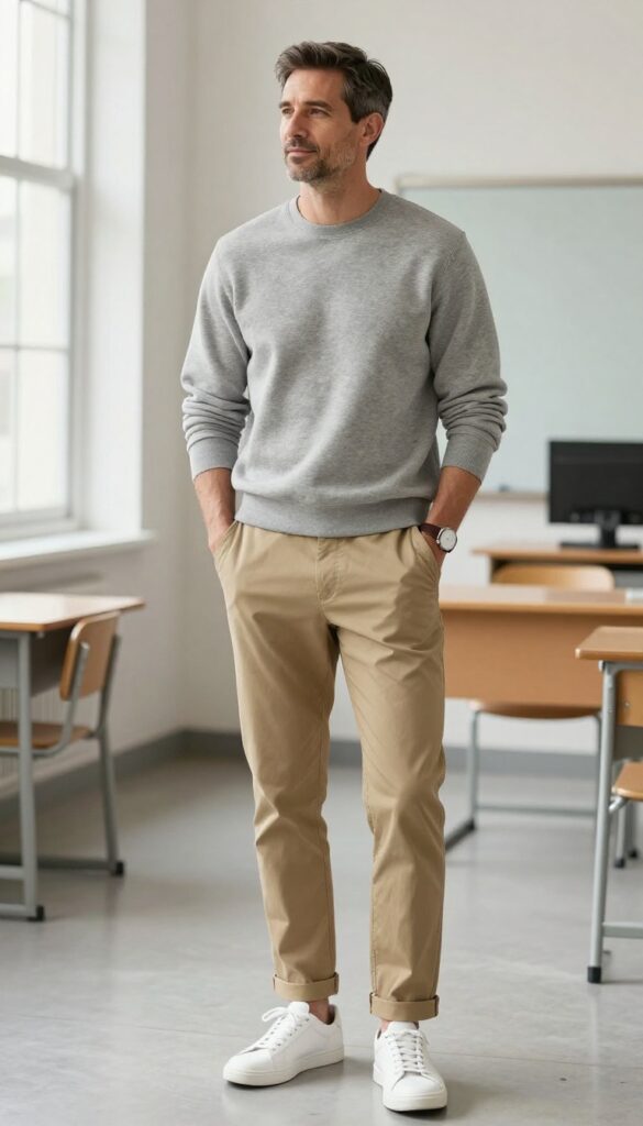 10. The Sweatshirt and Chinos Combo