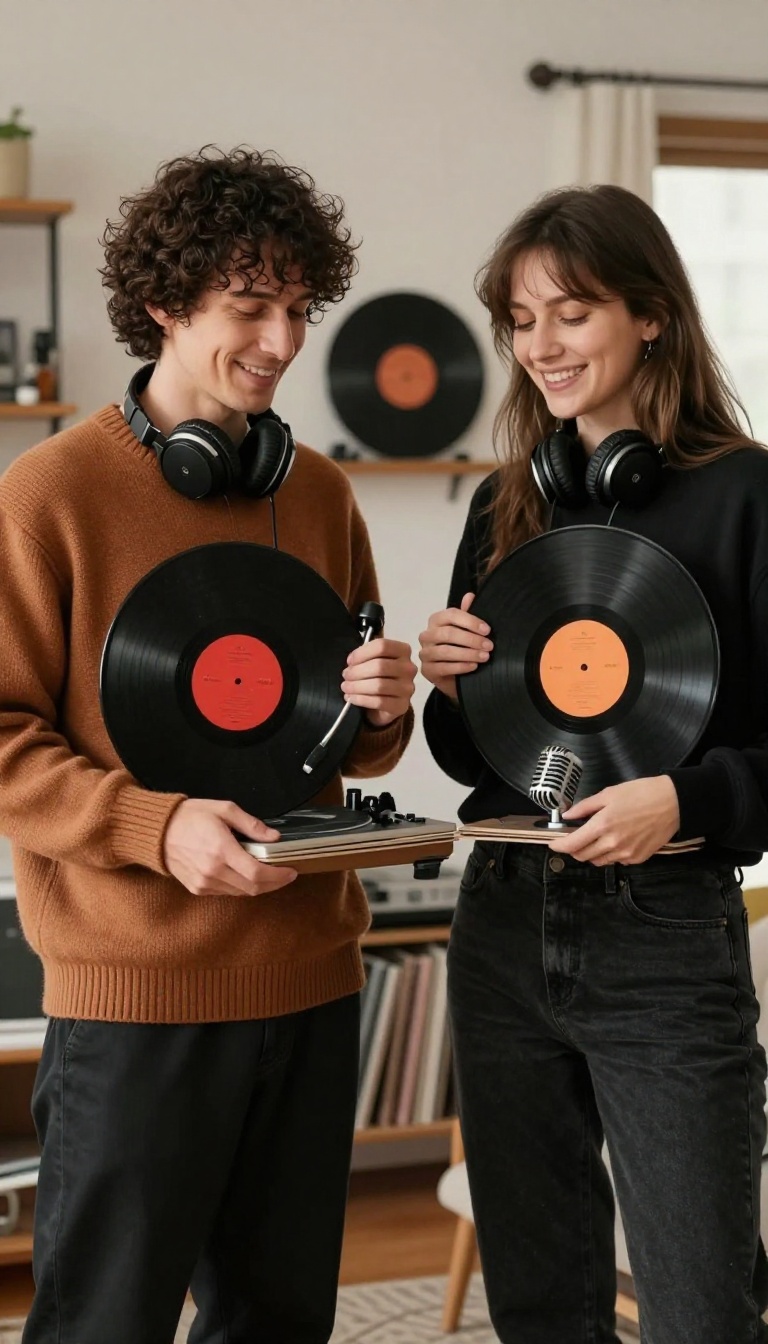 15. Vintage Record Player & Vinyl Record