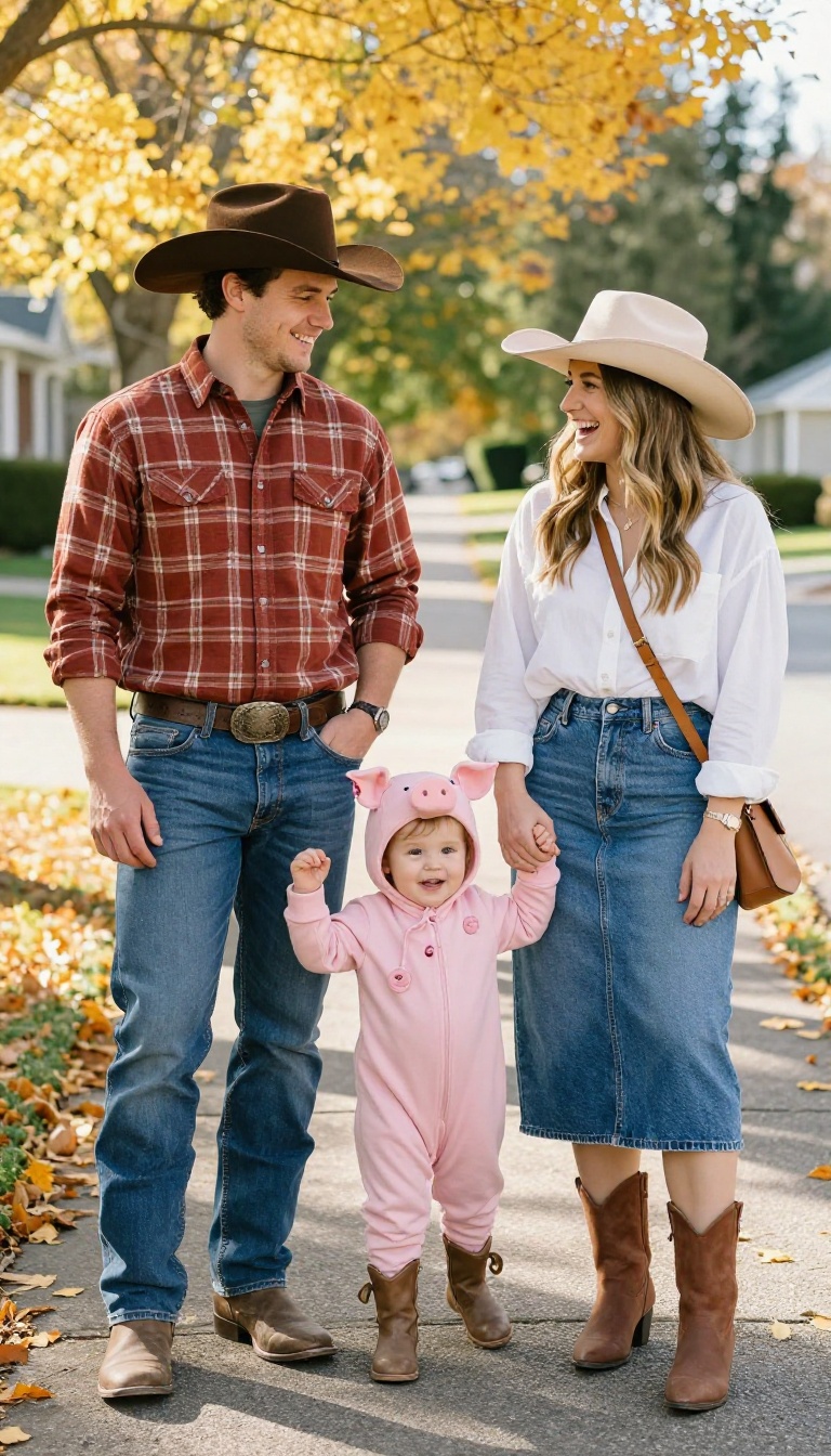 12. Farm Friends: Cowboy, Cowgirl, and a Little Pig