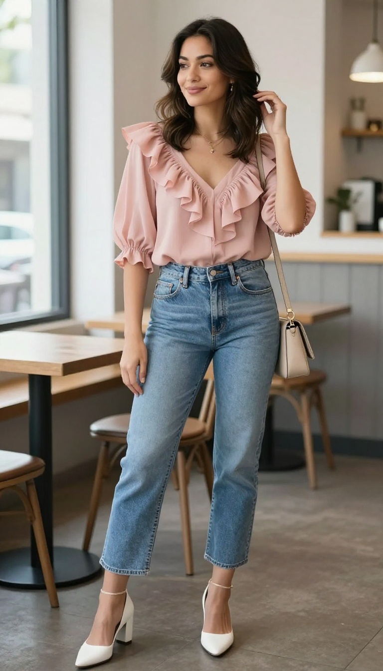 8. Romantic Ruffles and Denim