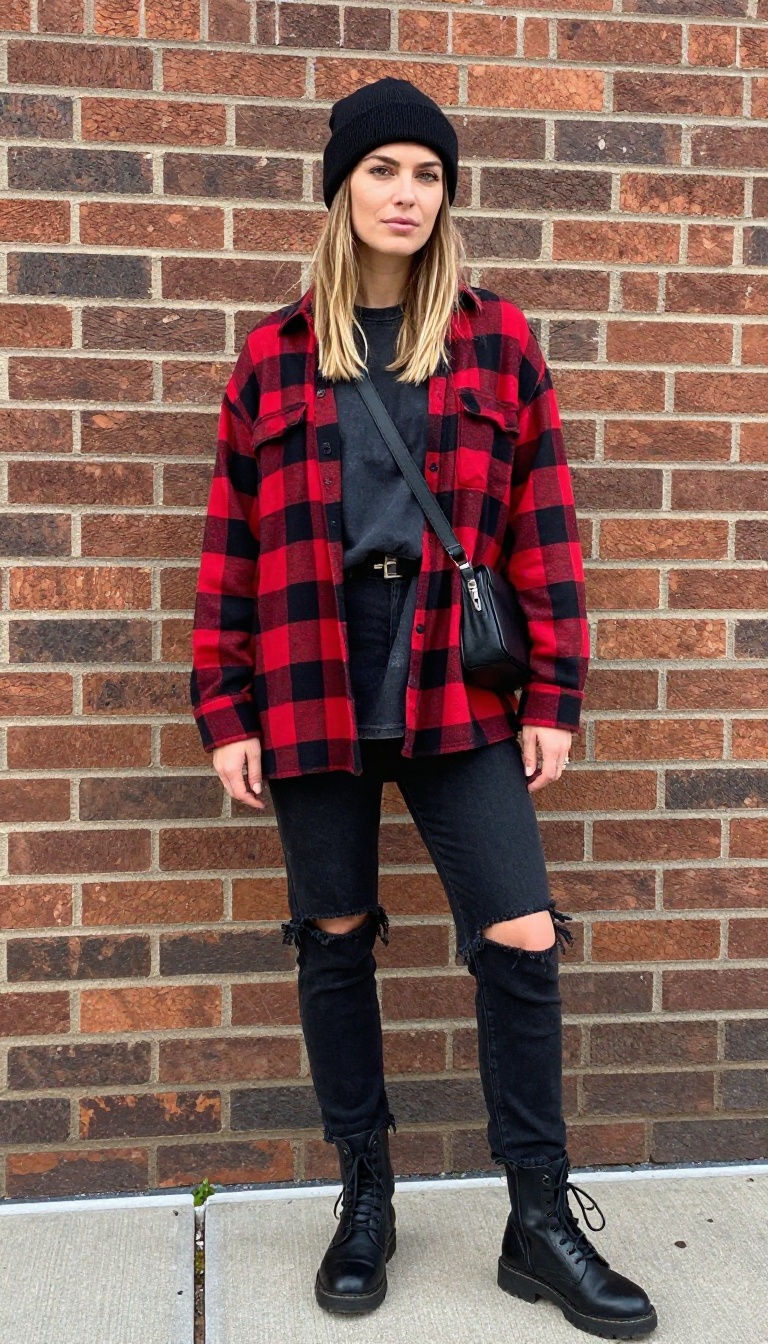 1. Classic Flannel Over Band Tee