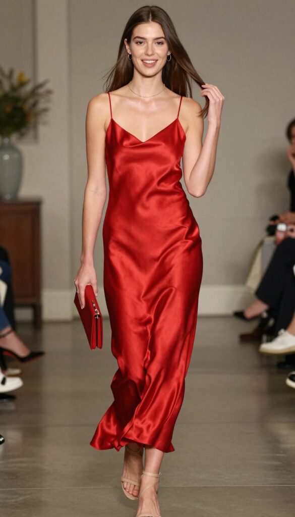 2. Sleek Satin Slip: Minimalist Red for a Modern Edge