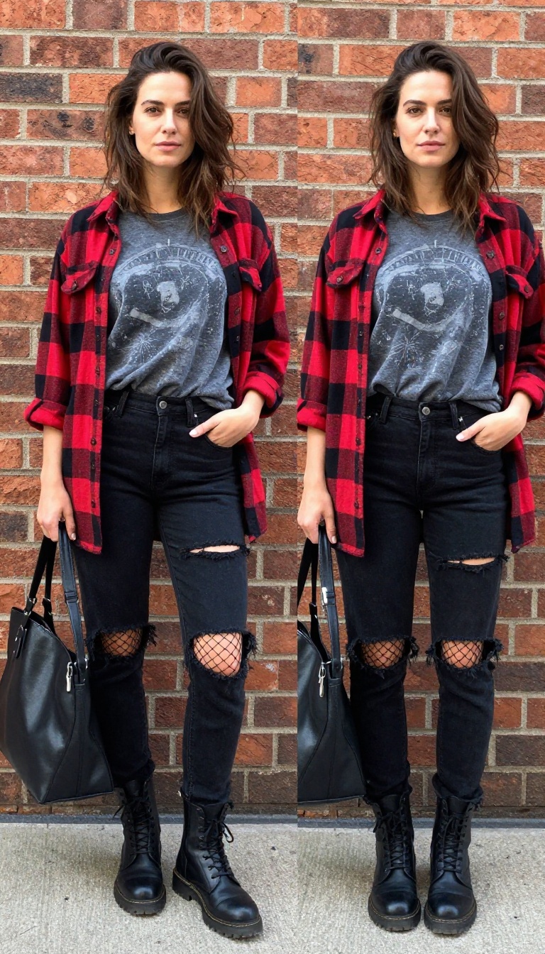 5. Ripped Jeans With Fishnet Tights