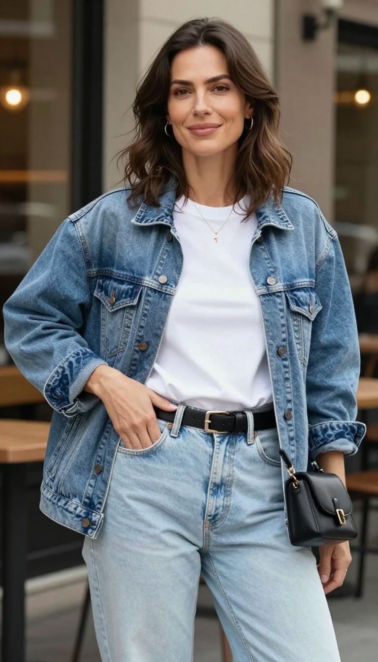 3. Denim on Denim with a Belt Bag