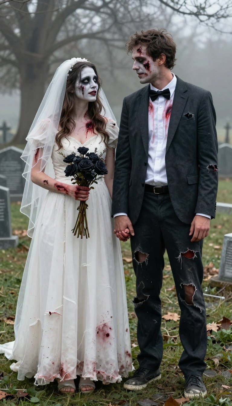 3. Zombie Bride and Groom: Undead Elegance