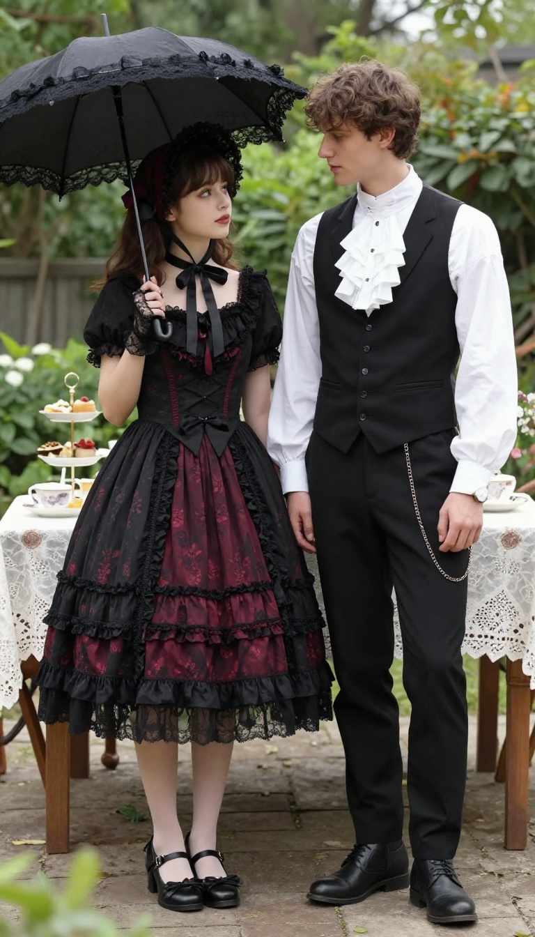 14. Vampire Couple with a Gothic Lolita Vibe