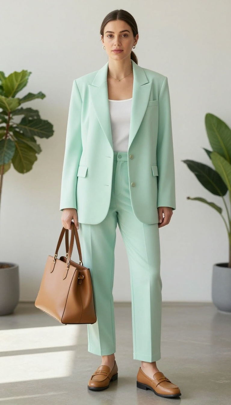 2. Pastel Power Suit for the Office
