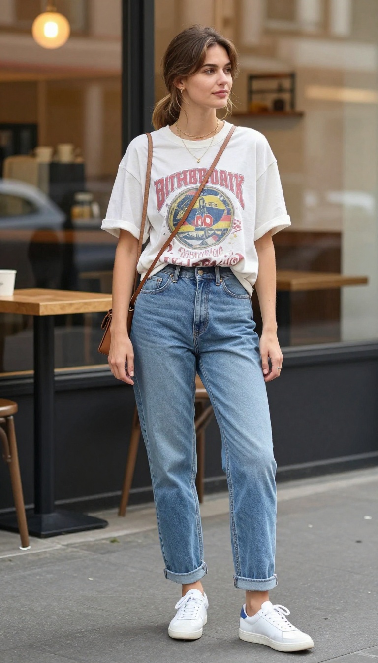8. Graphic Tee and Mom Jeans