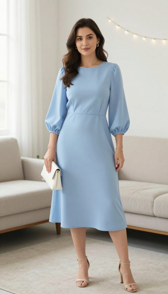 11. The Soft Pastel Balloon-Sleeve Dress