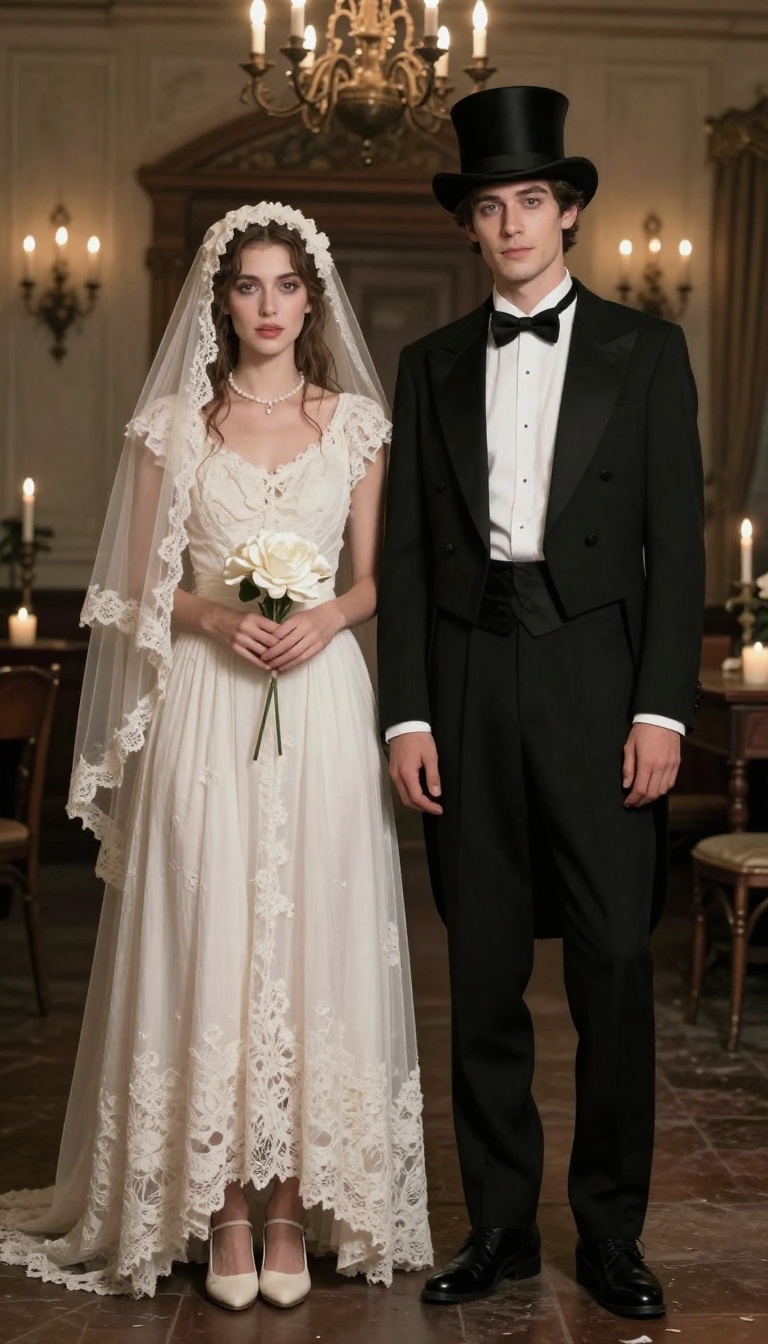 5. Spooky Elegance: Ghost Bride and Groom
