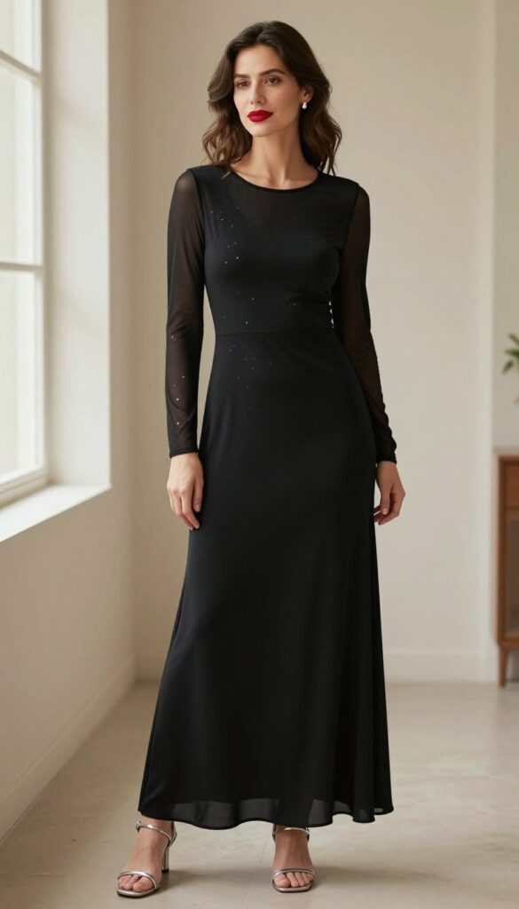 4. Classic Black with a Twist: Mesh and Sparkle