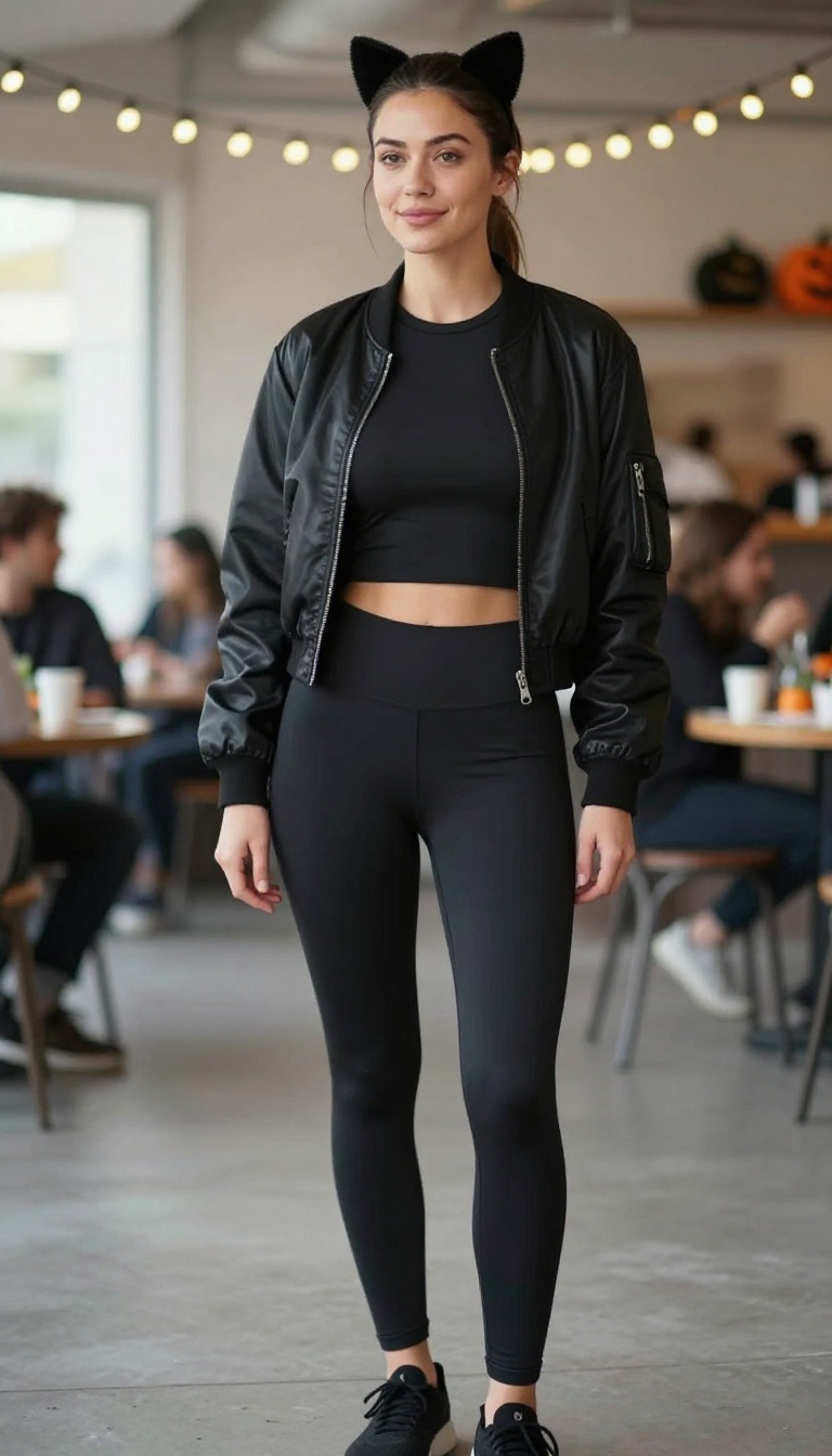 5. Athleisure Cat: Leggings and a Crop Top