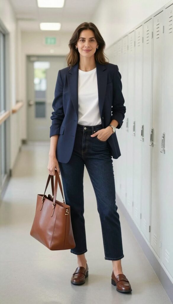 1. The Classic Blazer and Jeans Combo