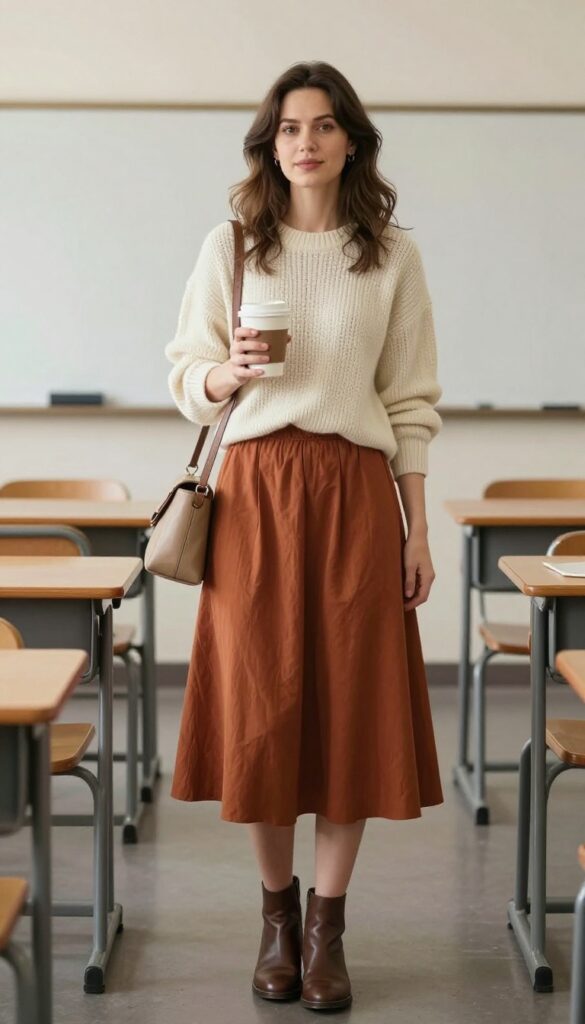 2. The Cozy Knit and Midi Skirt Ensemble