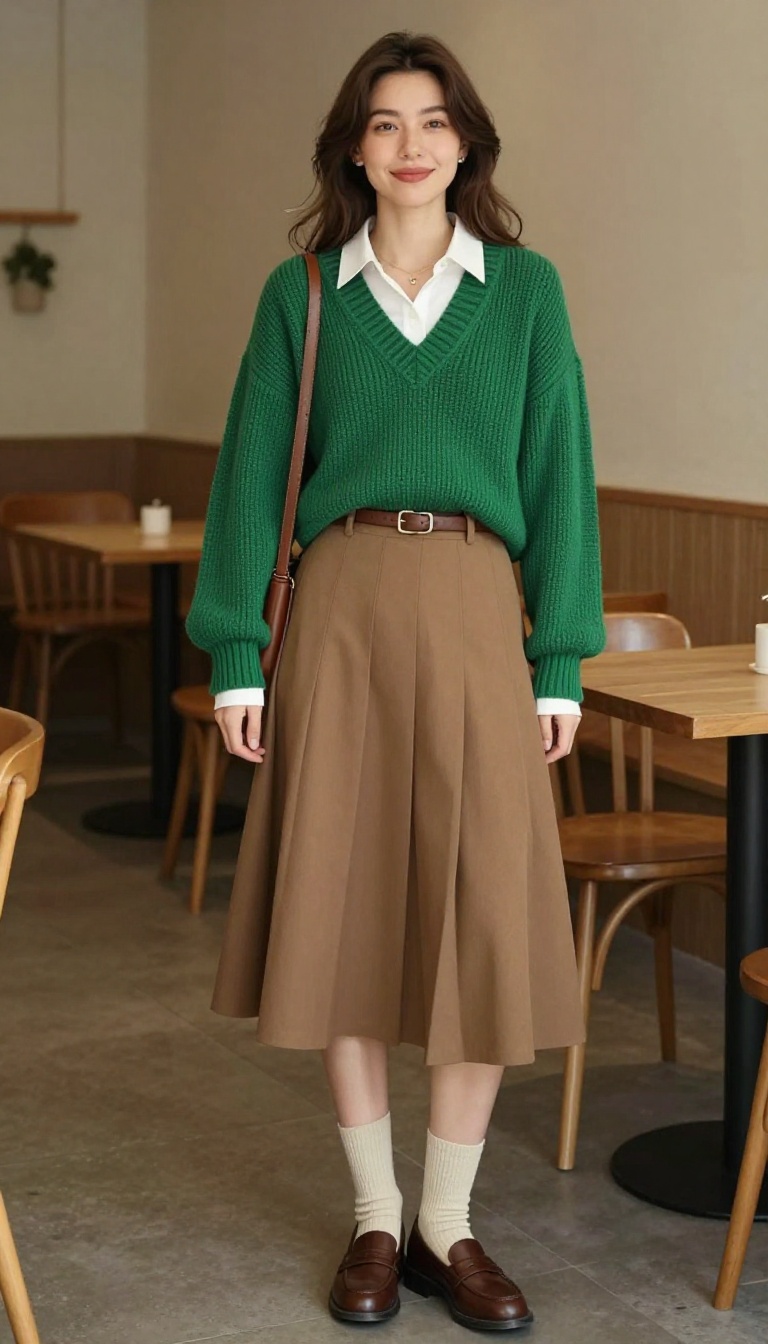 7. Pleated Skirt and Sweater Vest