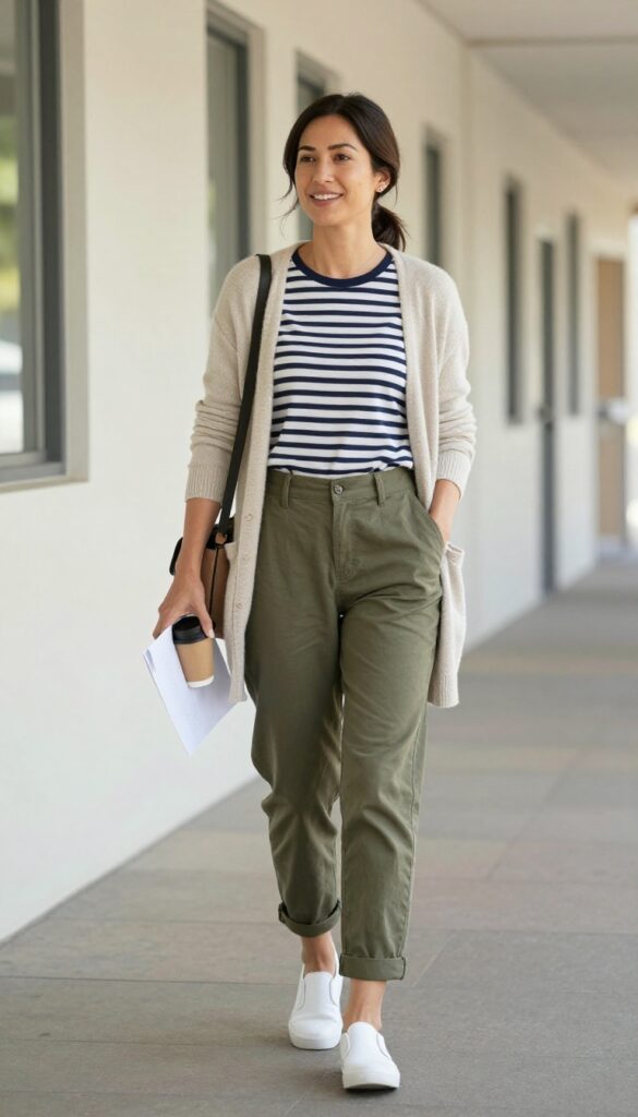 6. Chino Pants and a Striped Tee
