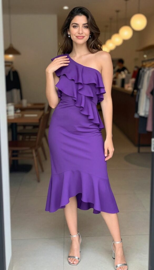 3. Off-the-Shoulder Ruffles in Royal Purple