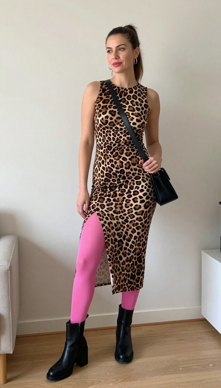 6. Bold Prints and Bright Tights