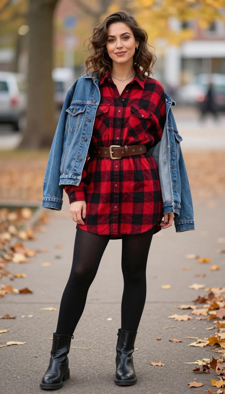 12. Flannel Dress With Belt