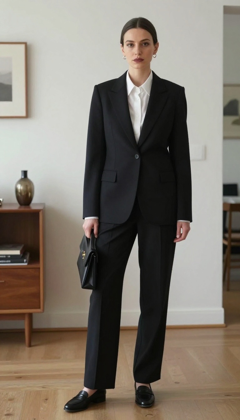 2. Modern Minimalist: All-Black Tailored Suit