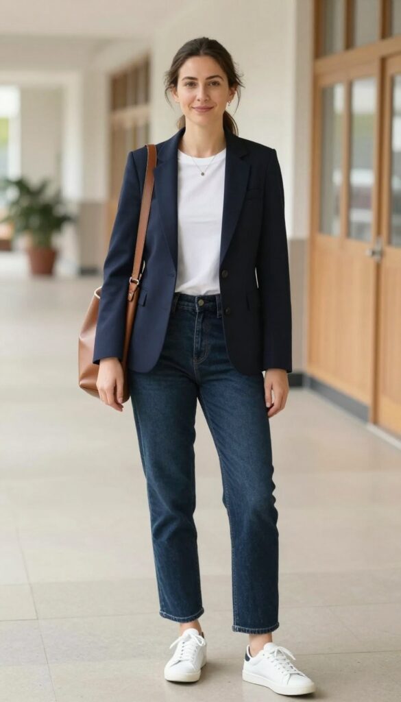 3. Dark-Wash Jeans and a Blazer
