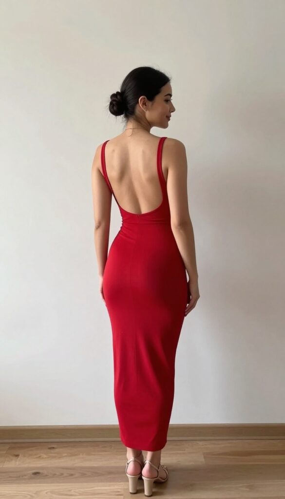 5. Backless Beauty: A Red Dress with a Dramatic Reveal