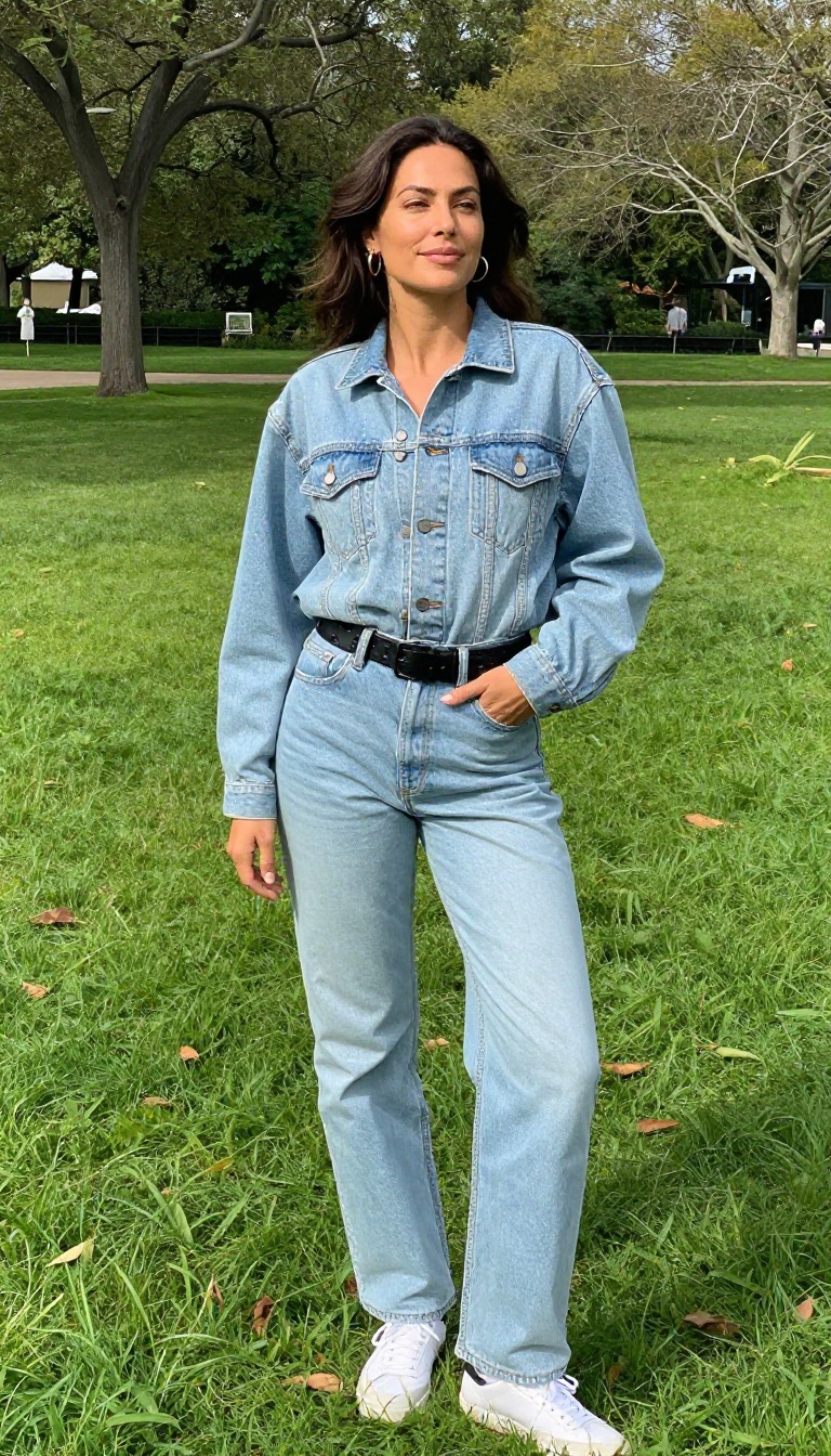 3. Denim on Denim with a Belt Bag