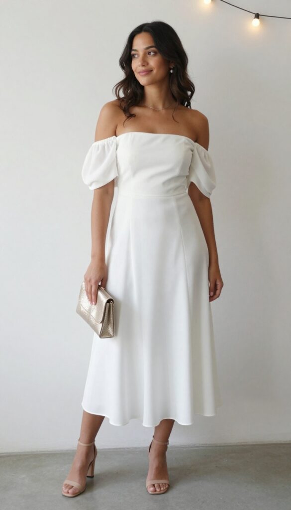 4. Off-the-Shoulder Dress with Soft Waves