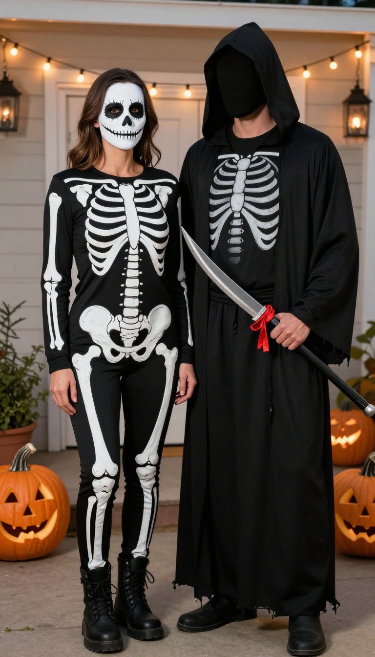 4. Skeleton and Grim Reaper: Bone-Chilling Pair