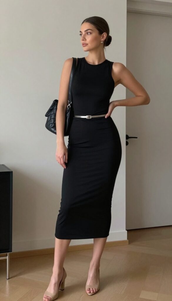 13. Minimalist Tight Dress With a Belt