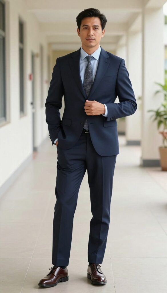 4. The Blazer and Trousers Look for Meetings
