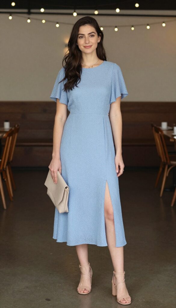11. Simple Chiffon Dress with a Slit