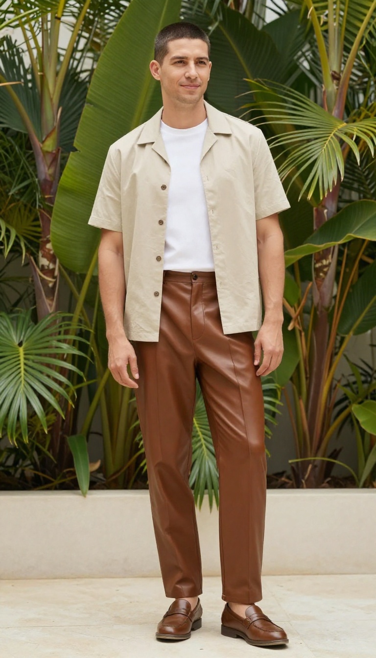 6. Bold Print Shirt and Pleated Trousers: Miami Vice Vibes