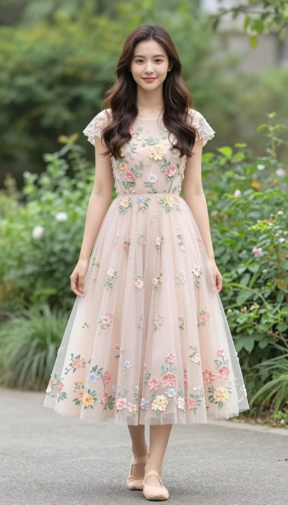 9. The Floral Embroidered Tulle Dress