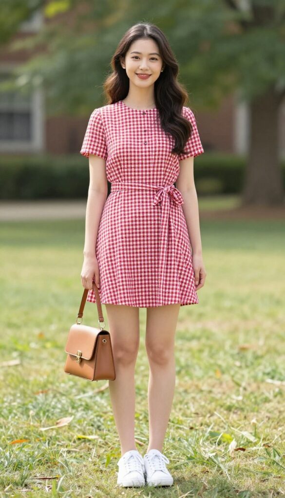 8. Preppy Chic: A Gingham Mini Dress