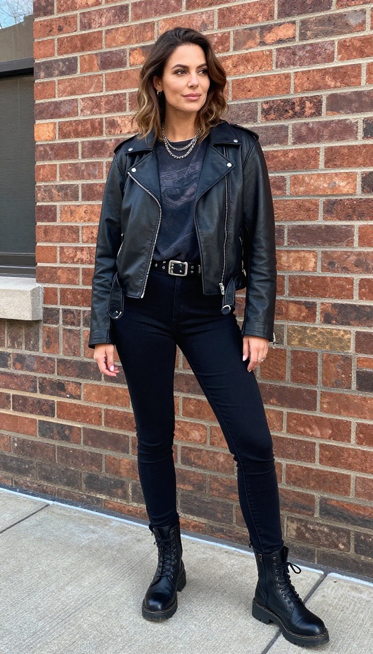 5. Leather Moto Jacket and Skinny Jeans