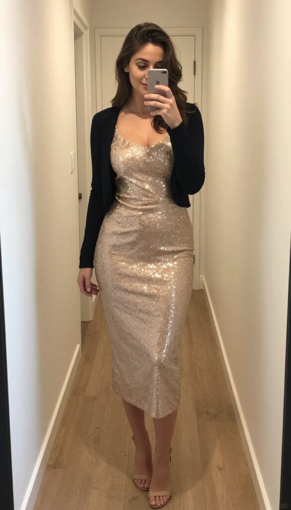 12. Vintage Sequin Dress with a Bolero Jacket