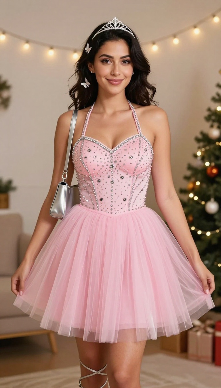 8. Y2K Princess: Tulle Skirt and Rhinestone Top