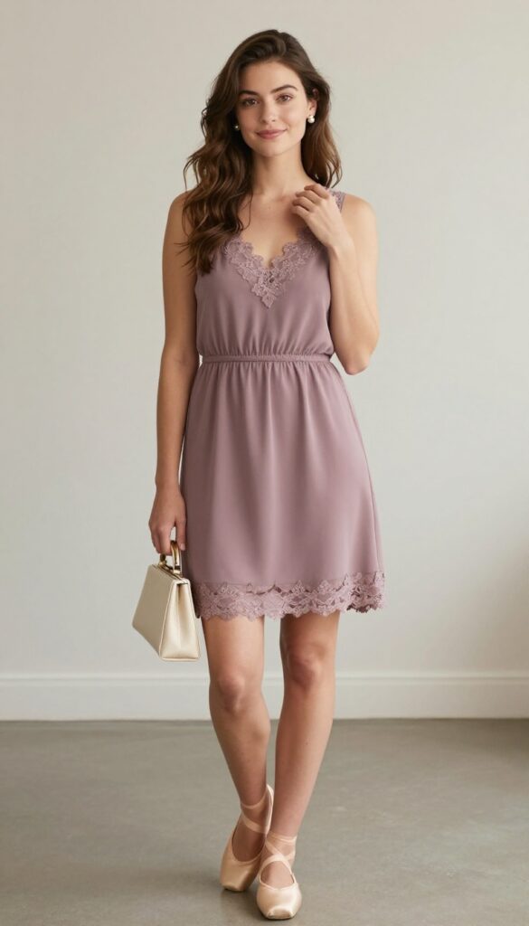 5. Lace-Trimmed A-Line in Mauve