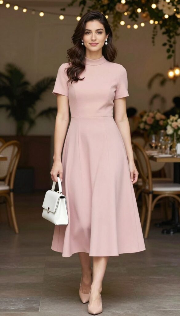 2. Chic High Neck A-Line Dress