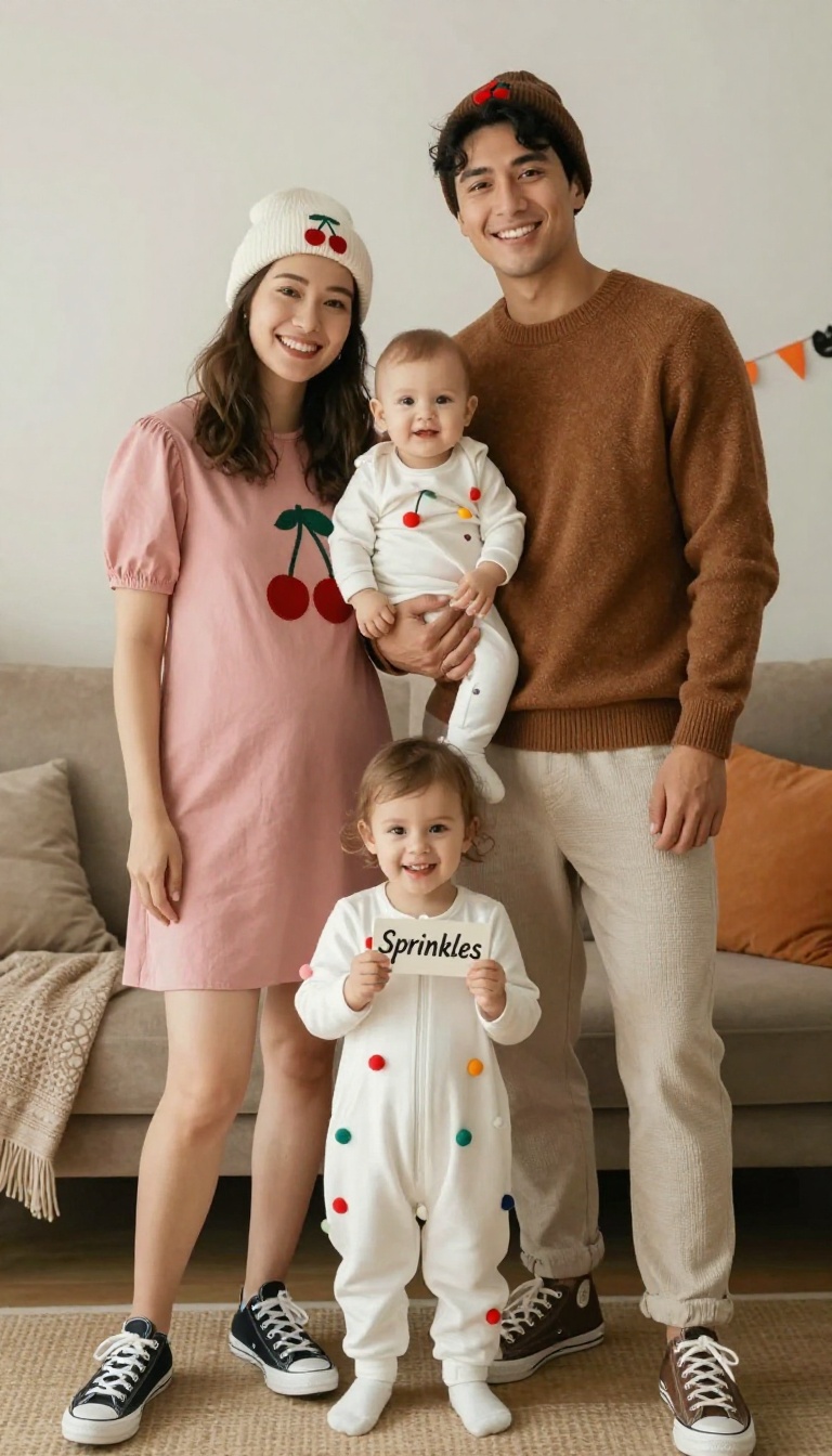 9. Sweet Treats: Ice Cream Sundae, Cherry, and a Sprinkles Baby