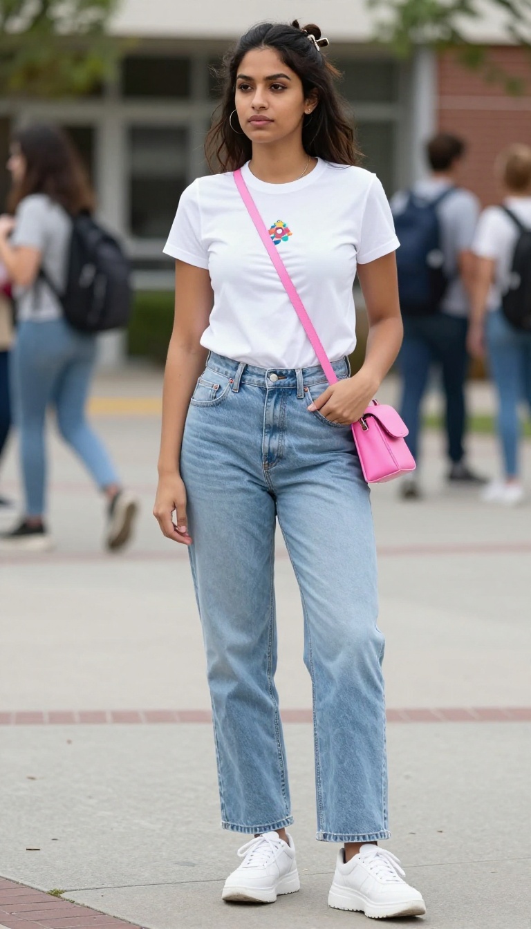 4. Baby Tee + Baggy Jeans + Chunky Sneakers
