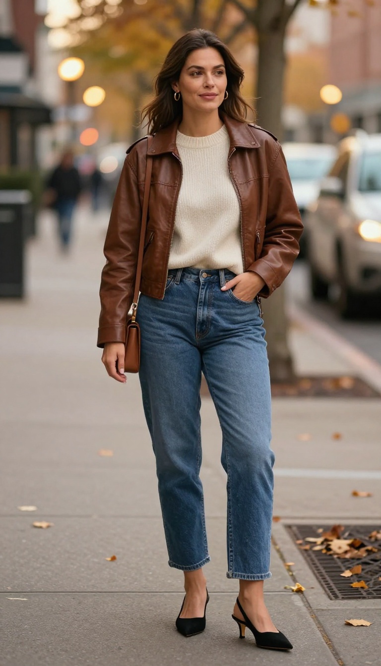 3. Mom Jeans with Slingback Heels