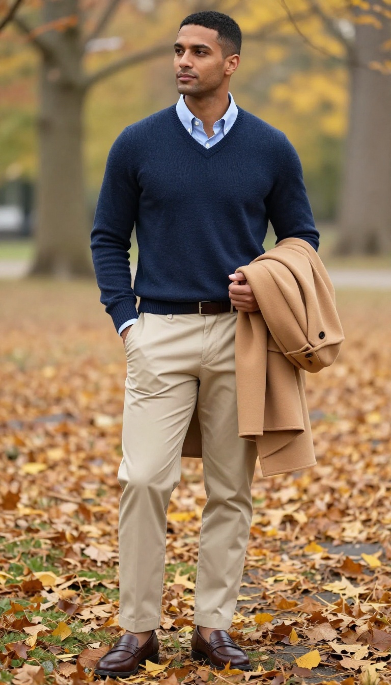9. The V-Neck Sweater and Oxford Shirt