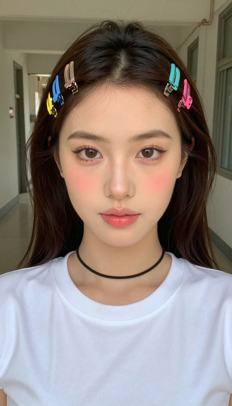 4. Butterfly Clips and Frosted Makeup Focus